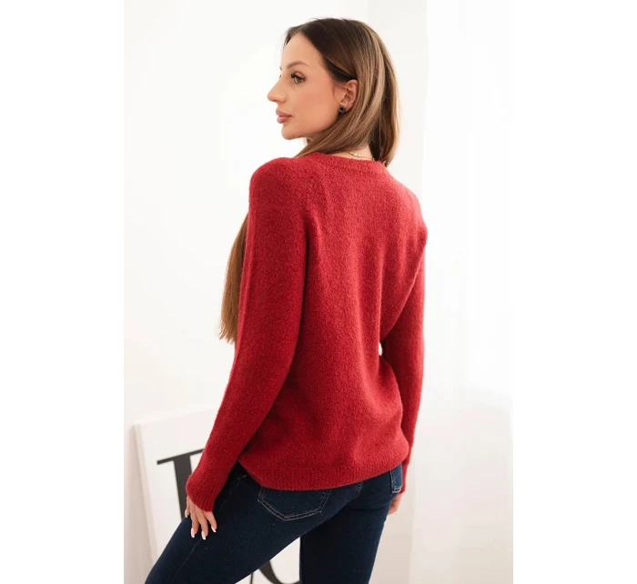 Svetr dámský z baby alpaky s dlouhým rukávem bordový