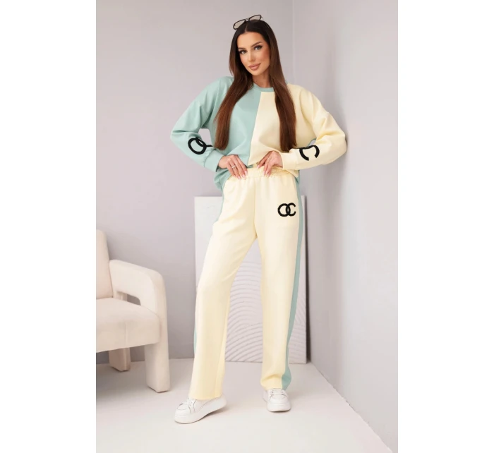 Dámský teplákový komplet  s oversized mikinou a rovnými kalhotami tmavě model 21951991 - K-Fashion