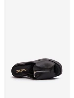 Zazoo 2916 Dámské žabky na masivní platformě se zipem Černé