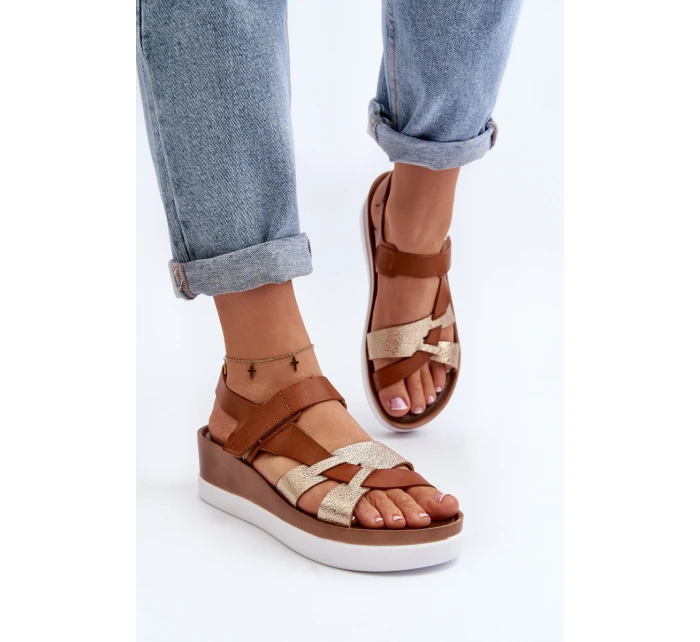 Zazoo 40397 Dámské Kožené Sandály na Platformě Hnědé