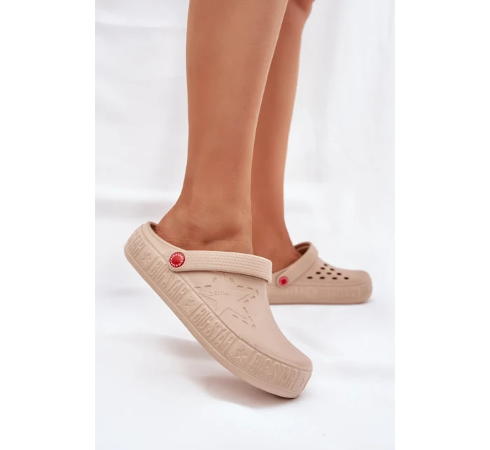 Damskie Lekkie Klapki Big Star II275012 Beżowe Damskie Lekkie Klapki Big Star II275012 Beżowe