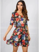 Dámské šaty LK SK 507626.70 černé s květinami - FPrice