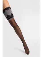 Dámské samodržící punčochy BELLE EPOQUE 20 den Černá vzor - Fiore