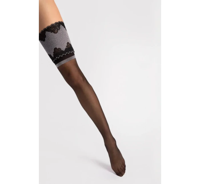 Dámské samodržící punčochy BELLE EPOQUE 20 den Černá vzor - Fiore