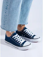 Pěkné dámské tmavě modré tenisky bez podpatku Pěkné dámské tmavě modré tenisky bez podpatku