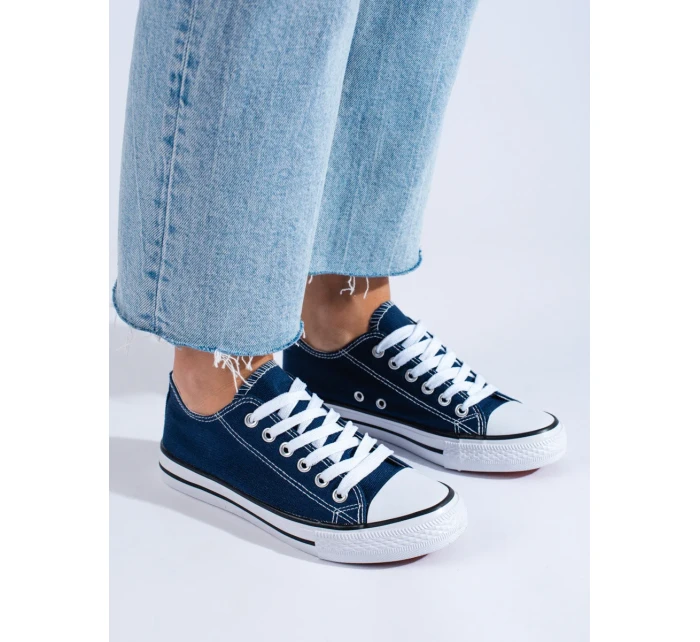 Pěkné dámské tmavě modré tenisky bez podpatku Pěkné dámské tmavě modré tenisky bez podpatku