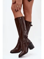 Kozačky na podpatku model 220721 Step in style Kozačky na podpatku model 220721 Step in style