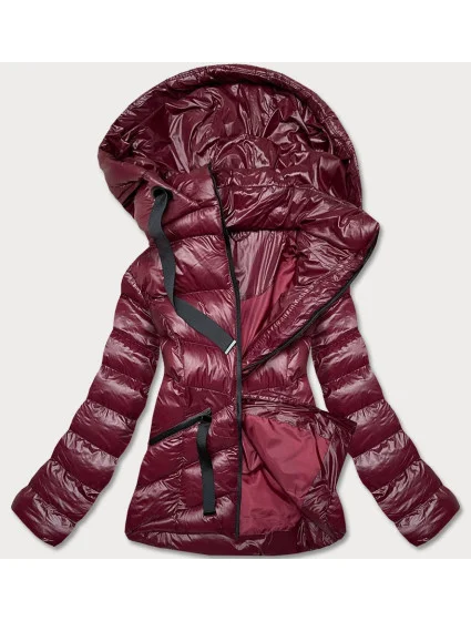 Krátká dámská zimní bunda v třešňové barvě (23066-7)