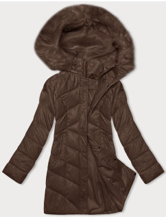 Dámská zimní bunda ve velbloudí barvě s kapucí (H-898-89)