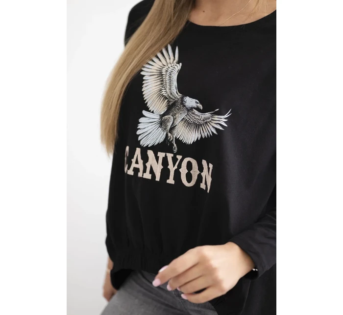 Dámská halenka s model 21138046 a nápisem Canyon černý - K-Fashion