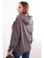 Dámská mikina s kapucí a z bavlny grafitová model 21494981 - K-Fashion