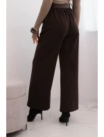 Dámské elegantní kalhoty s páskem a širokou nohavicí hnědé Dámské elegantní kalhoty s páskem a širokou nohavicí hnědé