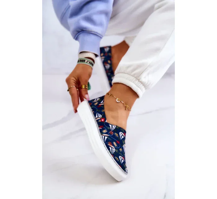 Dámské Slip On s paměťovou pěnou Big Star - tmavě modrá Dámské Slip On s paměťovou pěnou Big Star - tmavě modrá