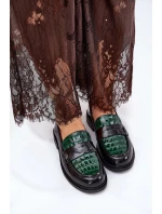 Dámské lakované kožené mokasíny Vinceza – zeleno-černé Dámské lakované kožené mokasíny Vinceza – zeleno-černé
