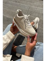 Dámské kožené tenisky na platformě Big Star – béžové Dámské kožené tenisky na platformě Big Star – béžové