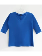 Hladká dámská halenka s výstřihem ve tvaru písmene "V" Hladká dámská halenka s výstřihem ve tvaru písmene "V"