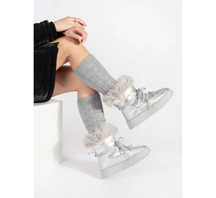 Designové sněhule dámské stříbrné platforma Designové sněhule dámské stříbrné platforma