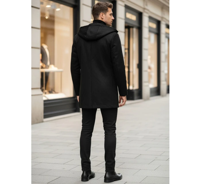 Pánský jednořadový zimní kabát černý FashionStreet CX0444