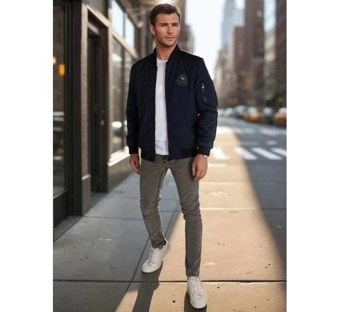 Pánská přechodná bunda bomber modrá Dstreet TX5019