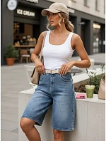 Dámské džínové bermudy s páskem modré FashionStreet SY0545 Dámské džínové bermudy s páskem modré FashionStreet SY0545