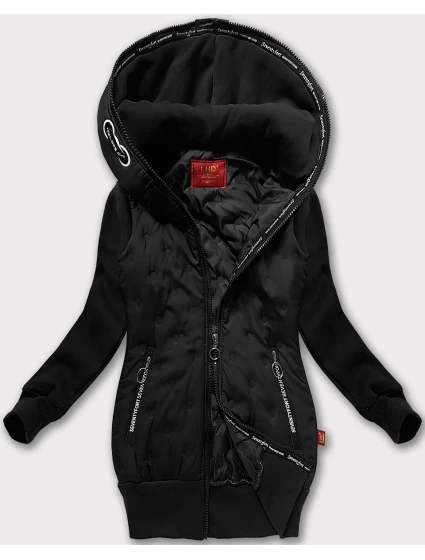 Černá dámská mikino-bunda s kapucí LHD (AMG-162A)