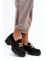 Dámské semišové polobotky s ozdobou černé model 21635771 - VINCEZA