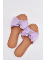 Dámské Pantofle Na Plochém Podpatku S Tylovou Mašlí Fialové Tanira Dámské Pantofle Na Plochém Podpatku S Tylovou Mašlí Fialové Tanira