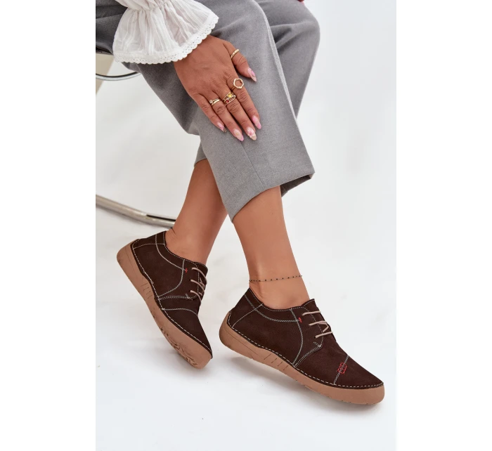 Kožené dámské polobotky s prošitím Artiker 57C2114 hnědé