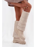 Dámské zateplené kozačky s korálky Irvette – světle béžové