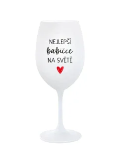 NEJLEPŠÍ BABIČCE NA SVĚTĚ - bílá sklenice na víno 350 ml