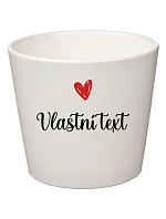 Bílý keramický květináč s vlastním textem - malý 