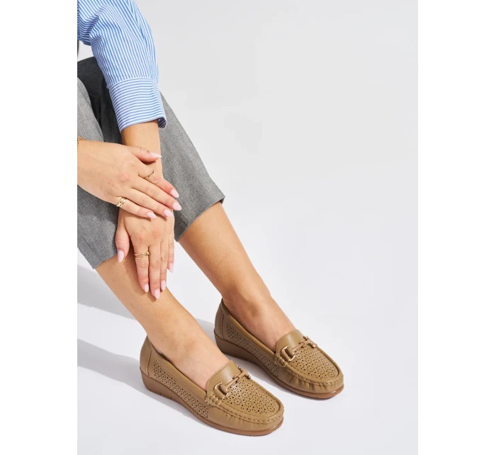 Praktické hnědé mokasíny dámské platforma Praktické hnědé mokasíny dámské platforma