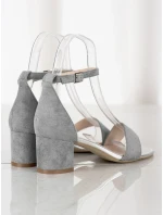 Originální  lodičky dámské šedo-stříbrné na širokém podpatku