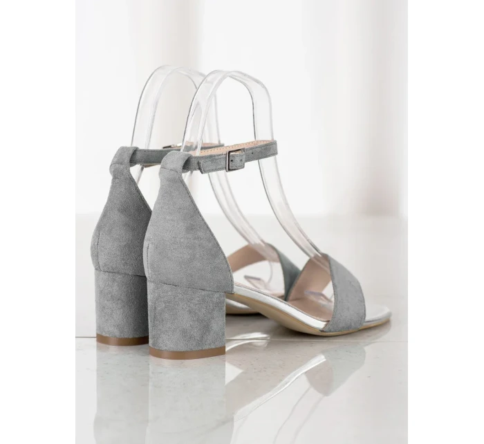 Originální  lodičky dámské šedo-stříbrné na širokém podpatku