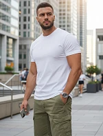 Pánské bavlněné tričko basic white FashionStreet RX5674