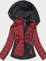 Černo-červená dámská vzorovaná bunda (W716-1)