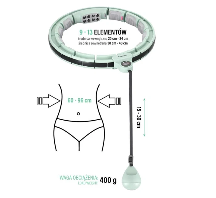 Hula Hop HMS HHM13 s magnety, závažím a zeleným počítadlem Hula Hop HMS HHM13 s magnety, závažím a zeleným počítadlem