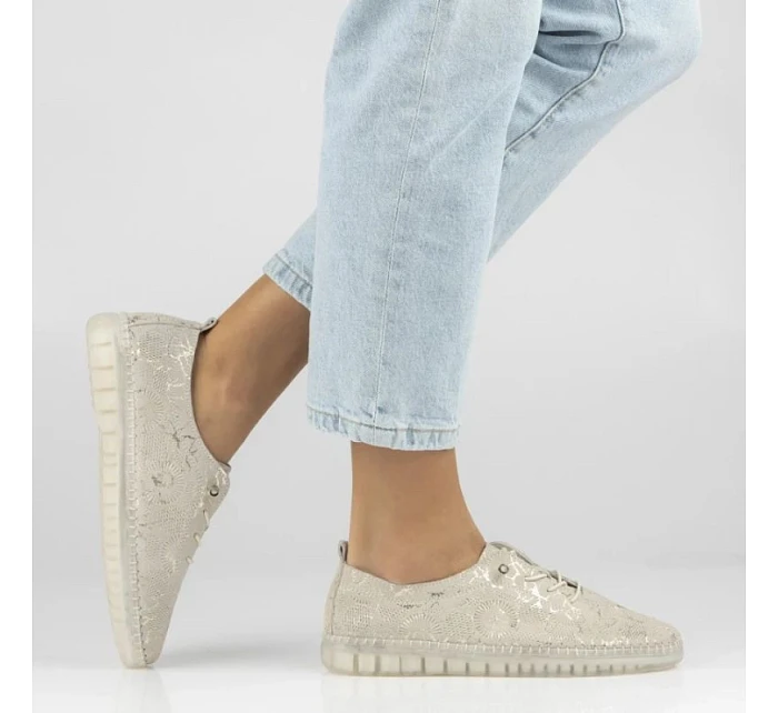 béžové kožené polobotky s podrážkou model 22097355 - FILIPPO béžové kožené polobotky s podrážkou model 22097355 - FILIPPO