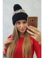 Dámská čepice Ellen s bambulí K325 černá Dámská čepice Ellen s bambulí K325 černá