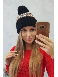 Dámská čepice Ellen s bambulí K325 černá