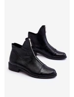 Kožené kozačky na zip Nicole 2785/037 Černá