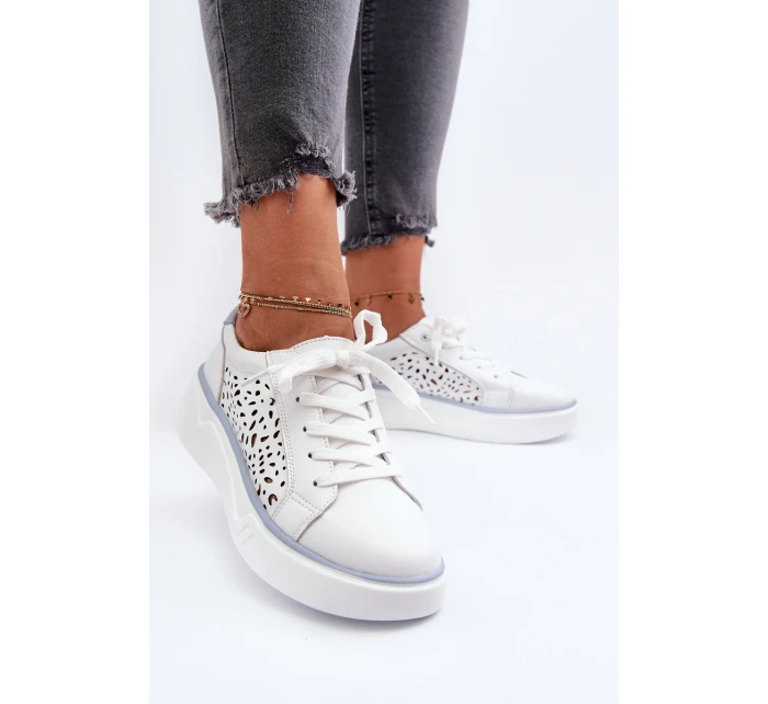 Dámské tenisky na platformě z bílé kůže model 21656159 - EVENTO Dámské tenisky na platformě z bílé kůže model 21656159 - EVENTO