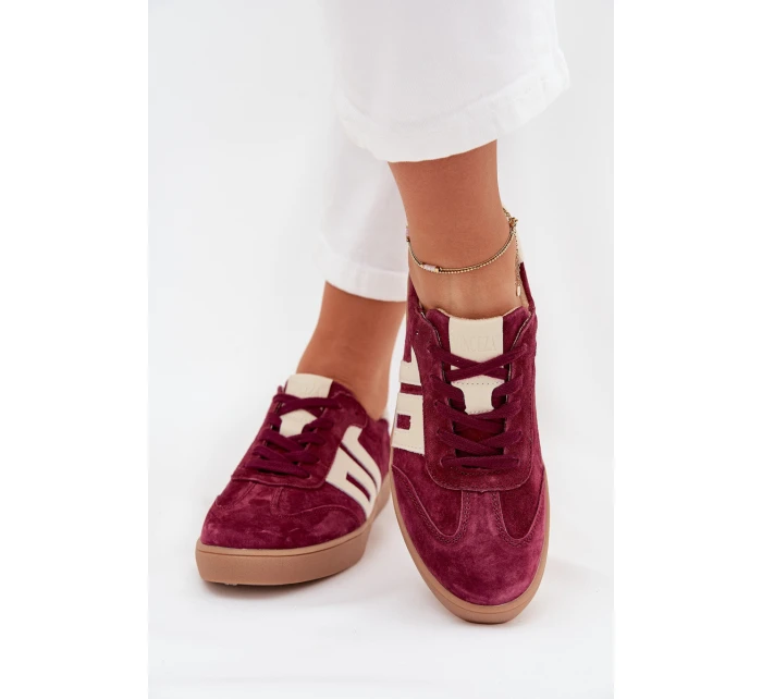 Dámské semišové sneakersy model 21704973 bordové - VINCEZA