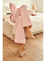 Dámské sandály na podpatku s krajkou tmavě béžové Pelivelle