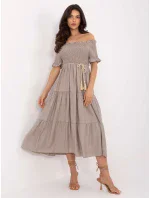 Sukienka MI SK model 21191073 ciemny bezowy - FPrice Sukienka MI SK model 21191073 ciemny bezowy - FPrice