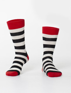Krémově černé pruhované pánské ponožky