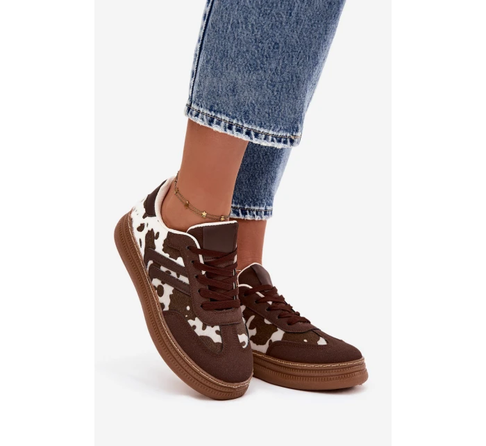 Dámské tenisky na platformě – hnědé Denissa Dámské tenisky na platformě – hnědé Denissa