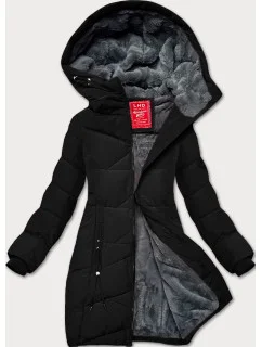 Černá dámská zimní bunda se stahovacími lemy LHD (LHD-24580)