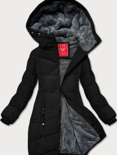 Černá dámská zimní bunda se stahovacími lemy LHD (LHD-24580)