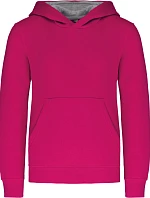 Kariban K 453 Dětská kontrastní mikina s kapucí 20.K453 fuchsia/fine grey